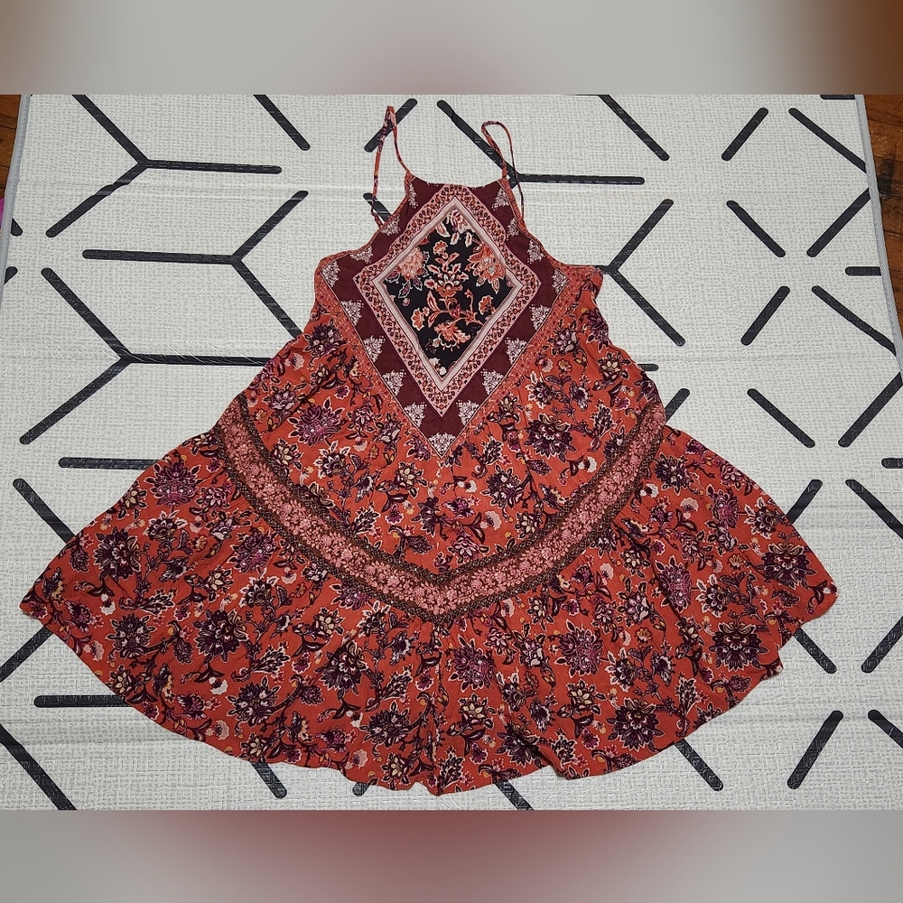 American Eagle Mini Dress Medium Floral Bohemian Sundress Lightweight Festival